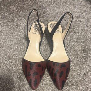Vince Camuto Red and Black Leopard Heels